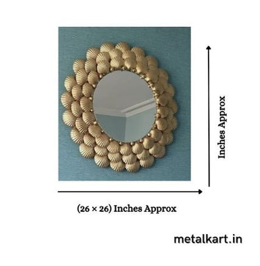 Metallic Oval lined leaf mirror (26 x 26 Inches)